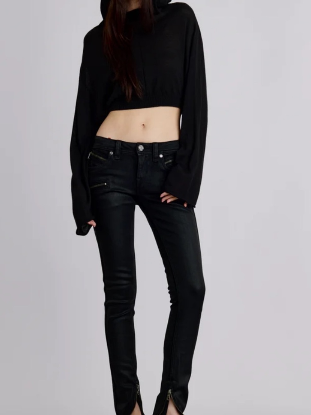 Converse Copley Rocker Black Skinny Jeans with Side Zip Detail